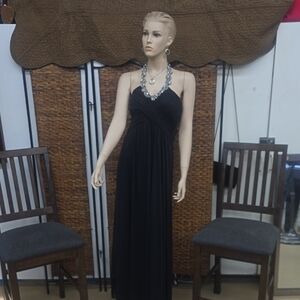 BONGO Black Beaded Halter Maxi Dress